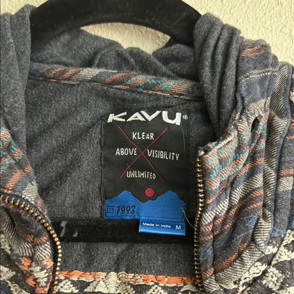 Kavu Blue and Gray Zip Shirt Hoodie - Picture 2 of 3